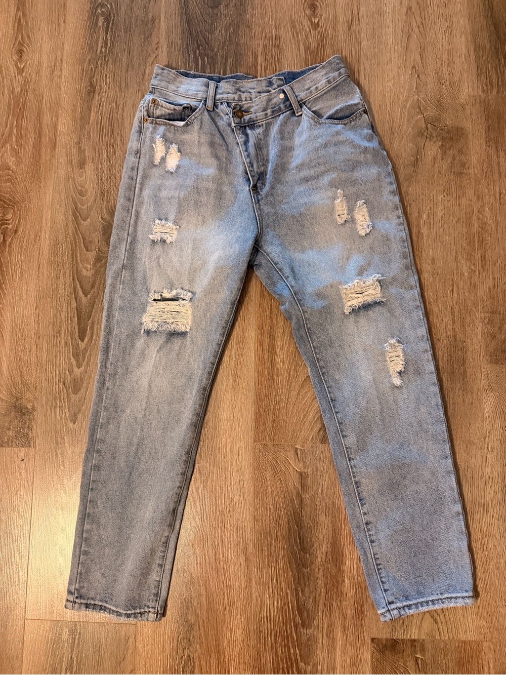 JLUXLABEL Women's Boyfriend Distressed Jeans - Light Blue